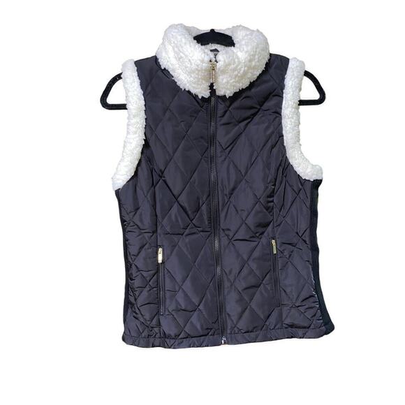 Calvin Klein Black Diamon Sherpa Zip Up Vest Size Small - Picture 1 of 9